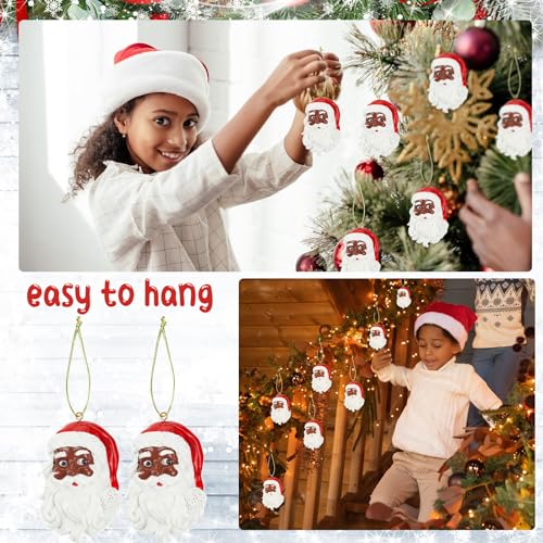 African American Santa Ornament Set - Festive Holiday Decoration, 6 Pieces