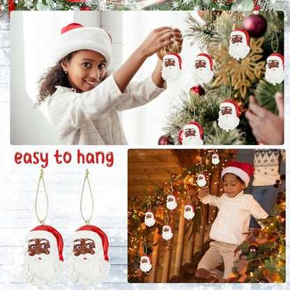 African American Santa Ornament Set - Festive Holiday Decoration, 6 Pieces