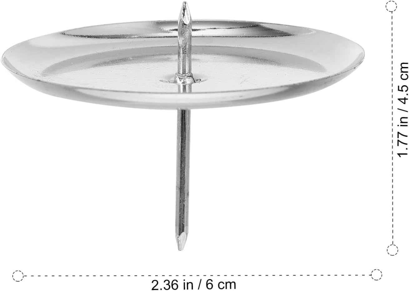 Skiennix Metal Round Candle Holders - 10PCS Silver Spike Plates for Weddings & DIY Decor