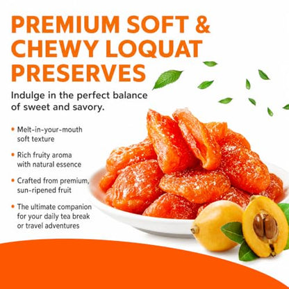 Dried Loquat Slices with Bamboo Salt - Seedless, No Sugar, 8.81 Oz Snack