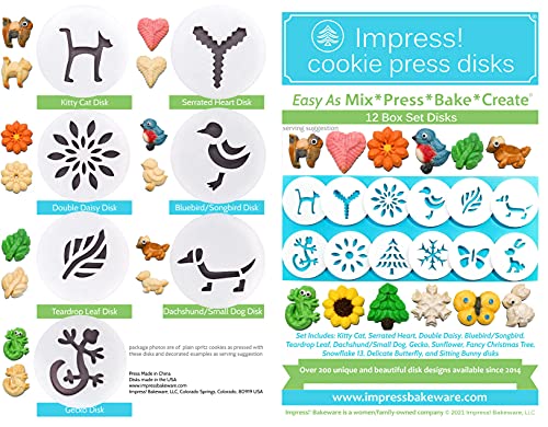 Metal Cookie Press Set with 12 Shapes Disks for Spritz Cookies