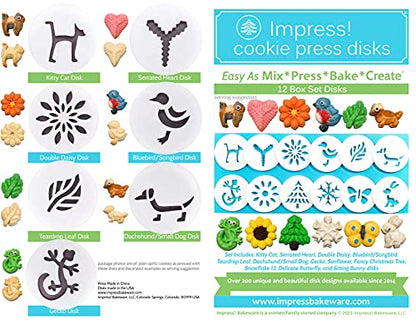 Metal Cookie Press Set with 12 Shapes Disks for Spritz Cookies