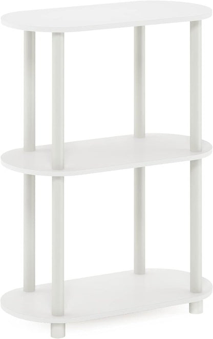 Furinno 3-Tier Modern Oval Side Display Rack - No Tools Required, White Finish