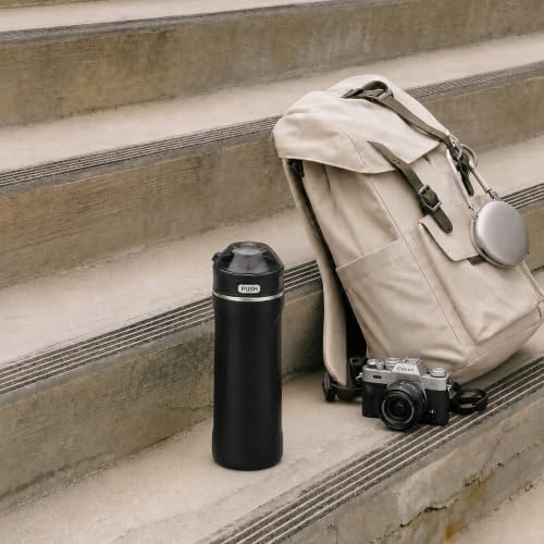 Insulated Stainless Steel Water Bottle with Straw Lid - 18 oz, Leakproof, BPA-Free, Slim Design for Gym, School, Office - Black