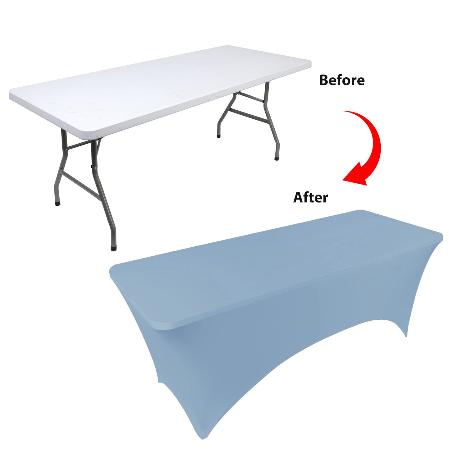 BDDC Table Covers for 6 Foot Tables, Spandex Table Covers 6ft, Sky Blue Table Cloths Rectangle 6ft for Events, Wedding, Banquets & Parties