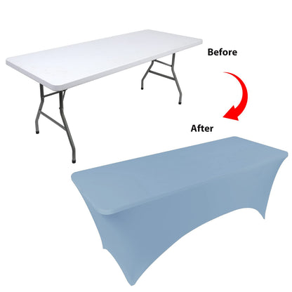 BDDC Table Covers for 6 Foot Tables, Spandex Table Covers 6ft, Sky Blue Table Cloths Rectangle 6ft for Events, Wedding, Banquets & Parties