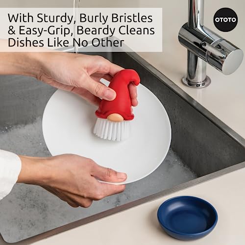 Beardy Gnome Dish Brush with Handle - Unique Kitchen Cleaning Tool