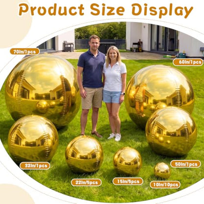 Gold Metallic Party Balloons Set - 24 Assorted Jumbo & Mirror Balloons, Party Decorations