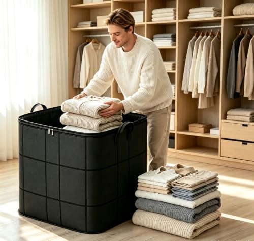 Large Foldable Storage Bin 210L for Quilts Bedding & Clothes