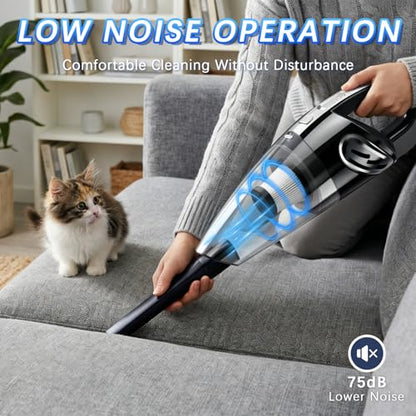 Cordless Handheld Vacuum Cleaner - 15000Pa Power, Rechargeable, Black Silver