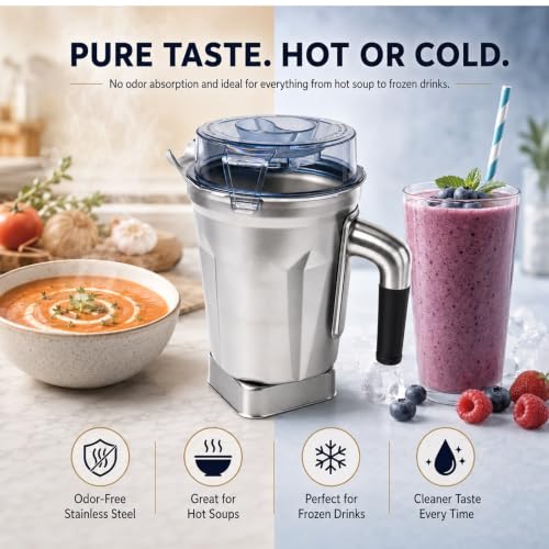 64 Oz Stainless Steel Blender Replacement Pitcher for Ascent Series
