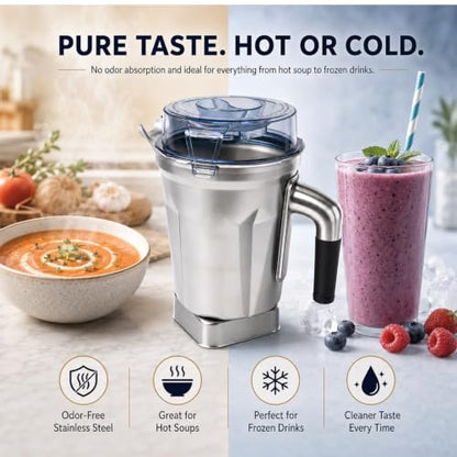 64 Oz Stainless Steel Blender Replacement Pitcher for Ascent Series