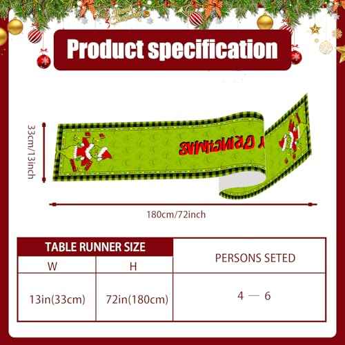 Christmas Table Runner 13x72 Inch Christmas Xmas Winter Holiday Decorations and Supplies for Home Kitchen Dining Room Table Decor