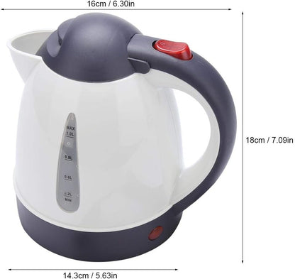 Portable Electric Travel Kettle, 12V Car Water Heater, 1000ml Capacity, White and Gray