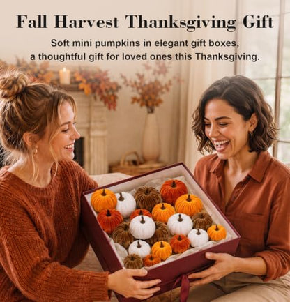 Fall Pumpkin Decor Set - 20 Velvet Artificial Pumpkins for Autumn Home Decorations