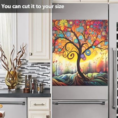 Abstract Tree Dishwasher Magnet Cover Sticker - 23 x 26 in - Magnetic Refrigerator Panel