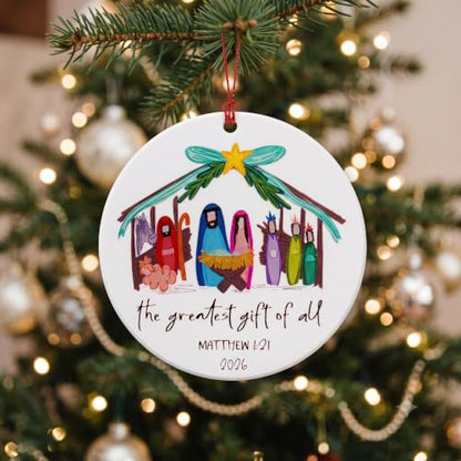 Christian Nativity Scene Ornament with Holy Family - Faith-Based Christmas Decoration 2026 - Variation of THIS listing