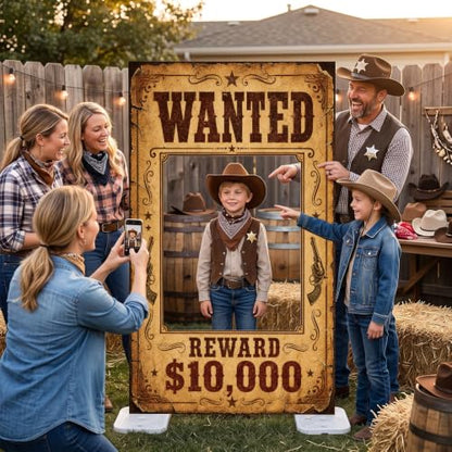 Western Wanted Poster Cardboard Cutout Cowboy Photo Prop - Cowboy Variation