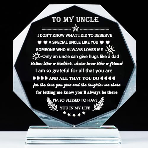 Uncle Gifts from Niece Nephew - Crystal Keepsake for Uncle, Style 2