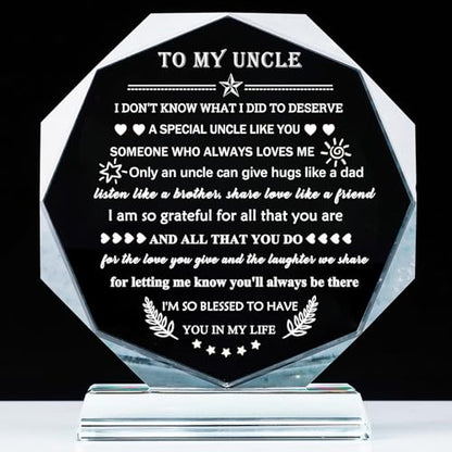 Uncle Gifts from Niece Nephew - Crystal Keepsake for Uncle, Style 2