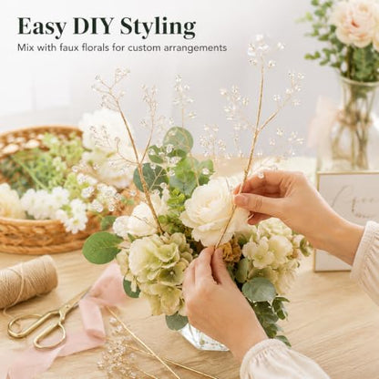Crystal Beaded Flower Picks for DIY Crafts and Decorations - Gold 11.8in