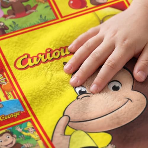 Kids Yellow Throw Blanket with Monkey Pattern - 40x50 Inches