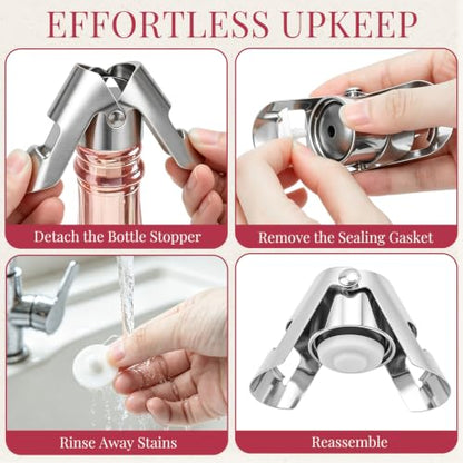 12 Pack Reusable Champagne Bottle Stoppers Stainless Steel Leak-Proof Sealers