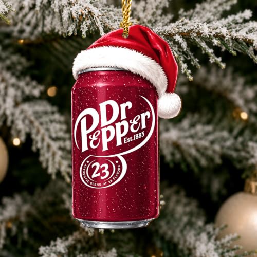 Cherry Cola Wooden Christmas Ornament - Double-Sided Retro Santa Drink Decor