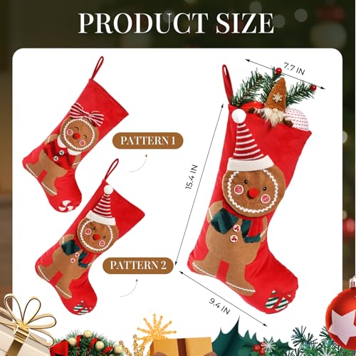 Gingerbread Man Christmas Stockings - Personalized Holiday Decor Set of 2