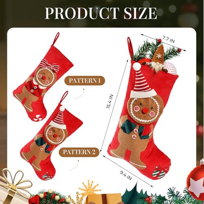 Gingerbread Man Christmas Stockings - Personalized Holiday Decor Set of 2