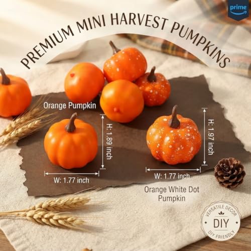Mini Pumpkins Set for Fall Decor - Light & Deep Orange, 30 Pcs