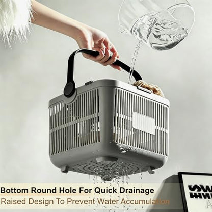 Gray Portable Shower Caddy with Removable Tray for Dorm & Travel