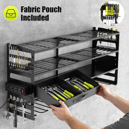 Gotega Heavy Duty Power Tool Wall Mount Organizer Black - 600lb Capacity