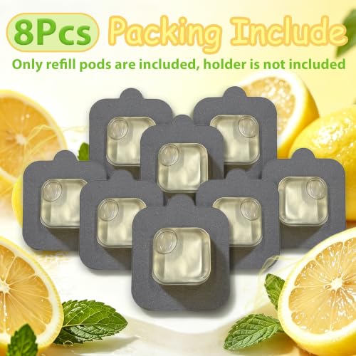 Deodorizer Refills for Odorsorb & Refresh Pod Holders - Natural Lemon Scent, Long-Lasting Freshness, 8 Pack