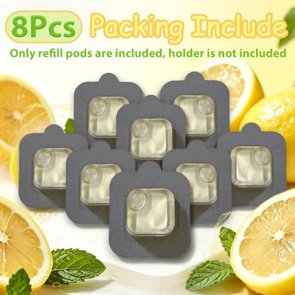 Deodorizer Refills for Odorsorb & Refresh Pod Holders - Natural Lemon Scent, Long-Lasting Freshness, 8 Pack