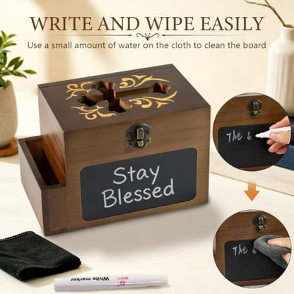 Nature Wood Prayer Box with Chalkboard and 100 Prayer Cards - Christian Gift
