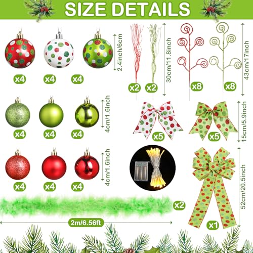 Christmas Ornament Set with 70 Decorations Including Balls Bows & LED - Classic