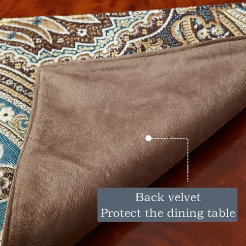 Luxury Vintage Table Runner with Embroidery and Tassels - Coffee 12x72 Inch