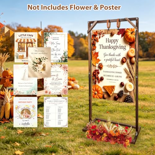 Wooden Welcome Sign Stand for Wedding & Event Decor - 63 x 30 Inch