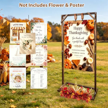 Wooden Welcome Sign Stand for Wedding & Event Decor - 63 x 30 Inch