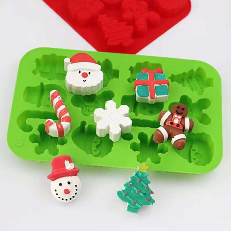 Christmas Theme Silicone Molds 2 Pack – 7 Holiday Shapes Candy Chocolate Gelatin Ice Cubes