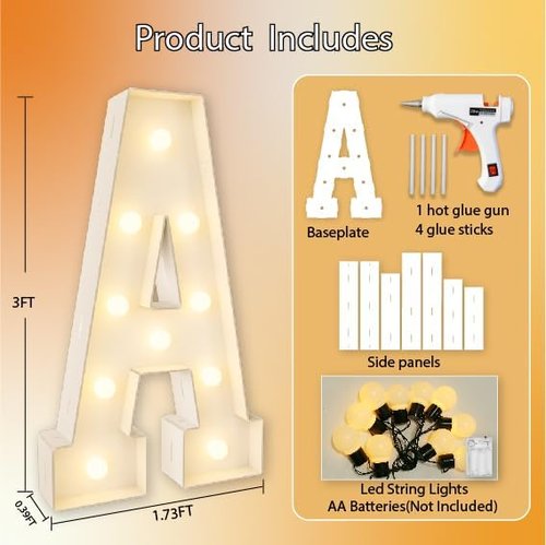 HXWEIYE Light Up Marquee Letters - 3FT Giant Baby Shower & Birthday Decor | Warm White Mosaic Frame