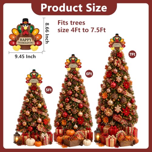 Thanksgiving Turkey Tree Topper Gnome Decor - Fall Harvest Ornament