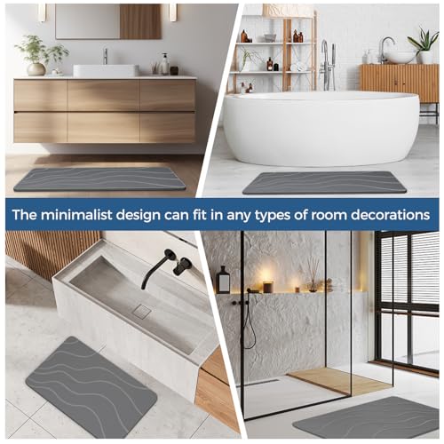 Stone Bath Mat Diatomaceous Earth Non-Slip Super Absorbent Grey - Fast Drying