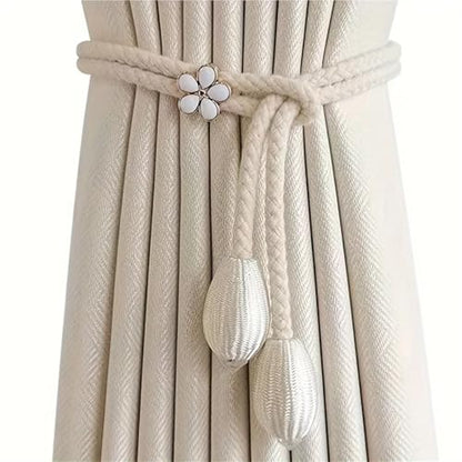 12Pcs Adjustable Curtain Ties with Flower Buckles No Drilling Light Grey