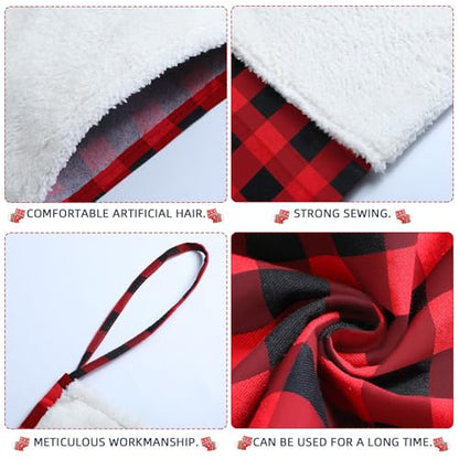 Giant Christmas Stockings Set of 4 - 43 Inch Felt & Buffalo Plaid Holiday Decor