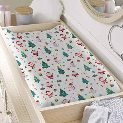 Santa Claus Snowman Changing Pad Covers,Unisex Fitted Christmas Tree Snowflake Changing Pad Cover for Baby Girls Boys,Soft Breathable Baby Changing Table Pads Sheets,Polyester Changing Pad Covers
