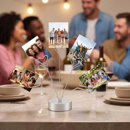 Silver Heart Shaped Photo Tree Holder Set - 2 Pieces, Tabletop Display