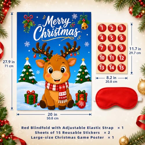 Christmas Party Pin The Nose on The Reindeer Game Xmas Deer Variation