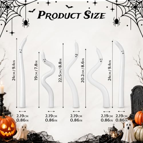 White Ghost Taper Candles Halloween Decorations - 5 pcs